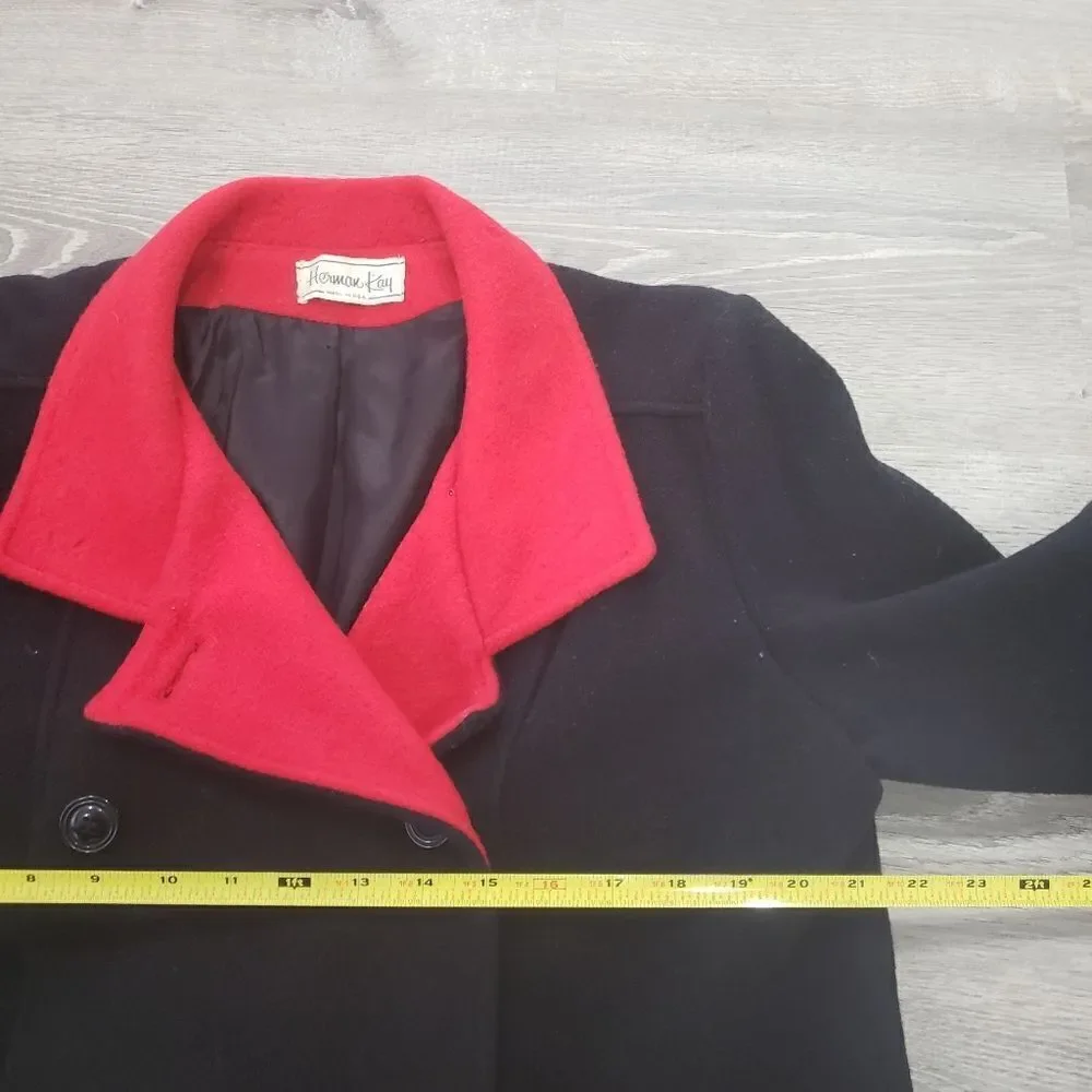 Vintage Herman Kay 80% Wool Peacoat Dress Coat Womens Size Medium Made In USA - Picture 13 of 14